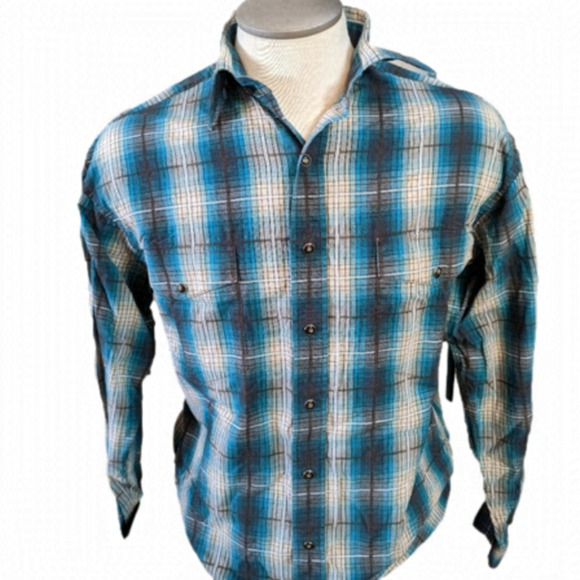 Panhandle men's plaid button down Western shirt  Sz-M Tall - Picture 2 of 7